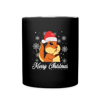 Chipmunk Squirrel Merry Christmas Kids Forest Anim - Full Colour Mug - black - Front