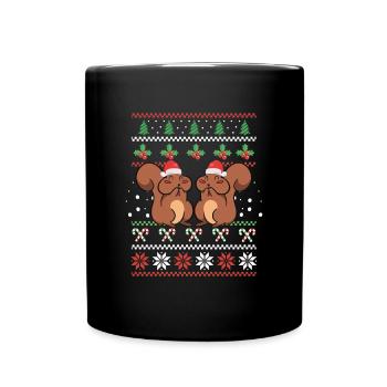 Cute Merry Christmas Kids Squirrel Lover Chipmunk - Full Colour Mug - black - Front