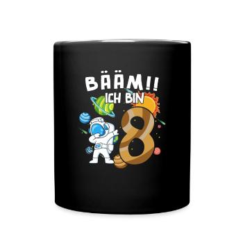 Bääm Ich bin 8 Astronaut - Tasse einfarbig - Schwarz - Vorne