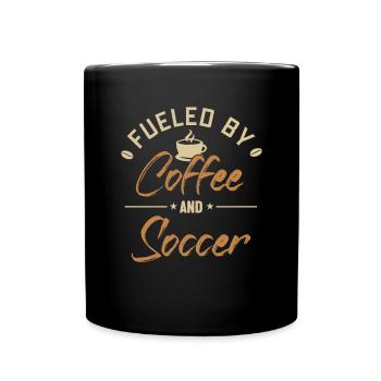 Fueled by Coffee and Soccer Fußballprofi - Tasse einfarbig - Schwarz - Vorne