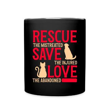 Süße Tierrettungshund -Katzenliebhaber - Tasse einfarbig - Schwarz - Vorne