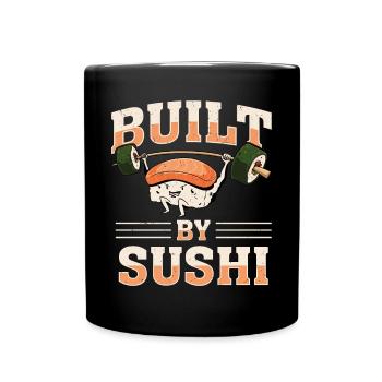 Japanisches Essen Sushi Liebhaber Bodybuilder - Tasse einfarbig - Schwarz - Vorne