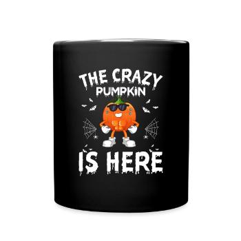The Crazy Pumpkin Is Here - Funny Pumpkin Hallowee - Full Colour Mug - black - Front