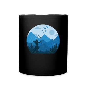 Bogenschießen - Tasse einfarbig - Schwarz - Vorne