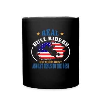 Taureaux équitation rodéo cadeau - Mug uni - noir - Devant
