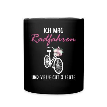 Ich Mag Radfahren und Vielleicht 3 Leute - Tasse einfarbig - Schwarz - Vorne