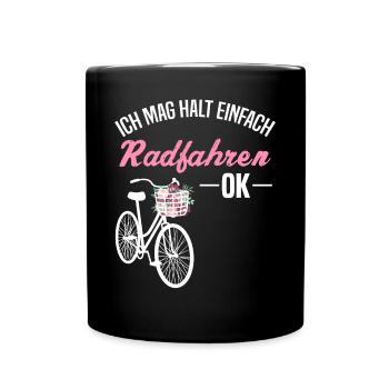 Ich Mag Halt Einfach Radfahren - Ok - Blumenmuster - Tasse einfarbig - Schwarz - Vorne