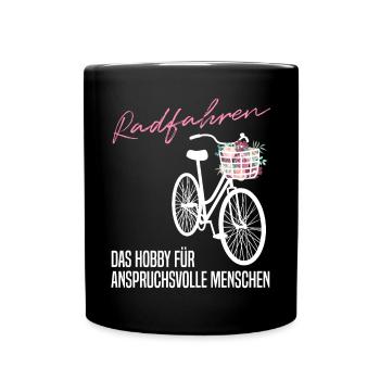 Radfahren - Anspruchsvoll & Edel - Blumen Geschenk - Tasse einfarbig - Schwarz - Vorne