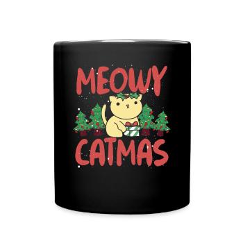 Chat avec chapeau de Père Noël - Mug uni - noir - Devant