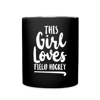 Hockey sur gazon Cette fille aime le terrain - Mug uni - noir - Devant