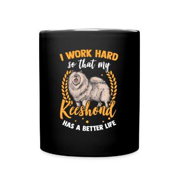 Je travaille pour mon Wolfsspitz German Spitz - Mug uni - noir - Devant