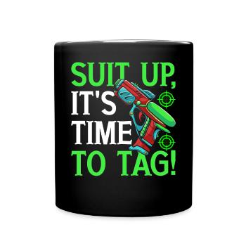 Lustiger Laser Tag Spieler - Tasse einfarbig - Schwarz - Vorne
