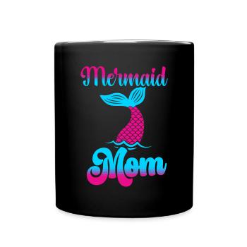 Birthday Party Mermaid Family Matching - Full Colour Mug - black - Front