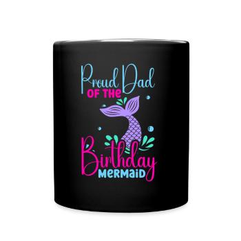 Birthday Party Mermaid Family Matching - Full Colour Mug - black - Front