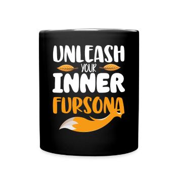 Furry Fandom Fursuit Fuchs - Tasse einfarbig - Schwarz - Vorne