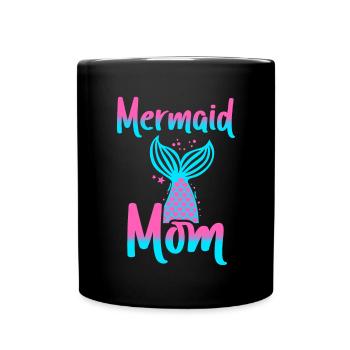 Birthday Party Mermaid Family Matching - Full Colour Mug - black - Front