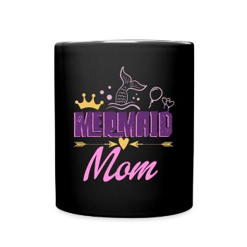 Birthday Party Mermaid Family Matching - Full Colour Mug - black - Front