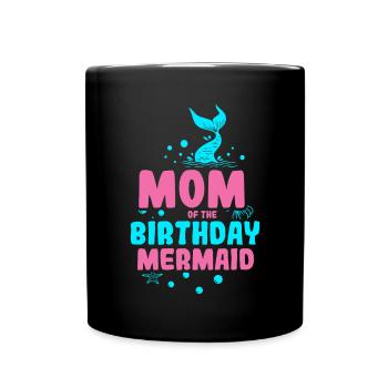 Birthday Party Mermaid Family Matching - Full Colour Mug - black - Front