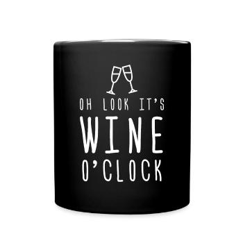 Drôle maman femme cadeau c’est vin O’Clock fille - Mug uni - noir - Devant