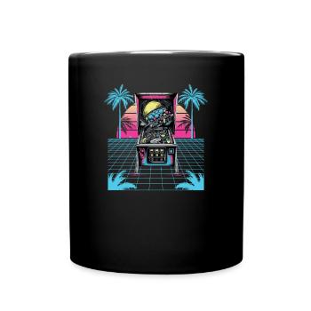 Pinball Flipperautomat Arcade Gamer Retrowave - Full Colour Mug - black - Front