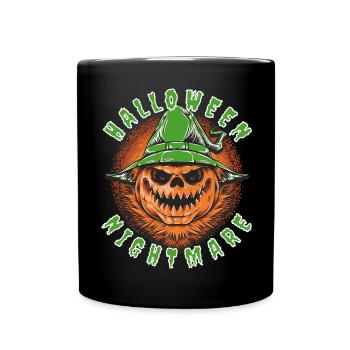 Citrouille Hantée Verte et Chapeau - Mug uni - noir - Devant