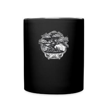 Bonsai Tree, Bonsai Tree, Flower Pot, Vintage Bonsai - Full Colour Mug - black - Front