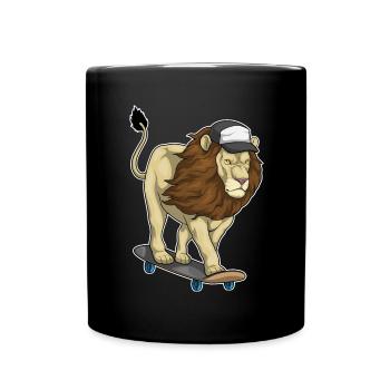 Lion Skater Skateboard - Full Colour Mug - black - Front
