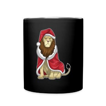 Chapeau de père Noël Lion - Mug uni - noir - Devant