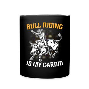 Stierreiter Cowboy - Tasse einfarbig - Schwarz - Vorne