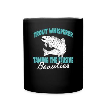 Pêche, Truite, Saumon, Pêcheur, Pêcheur, Perche - Mug uni - noir - Devant