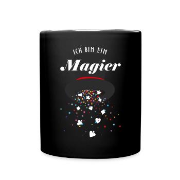 Magier Kartenmagie Kartenzauber Trickkünstler - Tasse einfarbig - Schwarz - Vorne