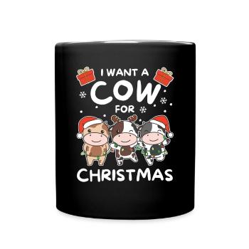 Ich will ein Kuh zu Weihnachten süße Kühe - Tasse einfarbig - Schwarz - Vorne