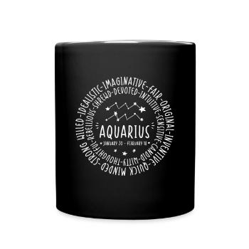 Aquarius Zodiac - Aquarius Personality Star Sign - Full Colour Mug - black - Front