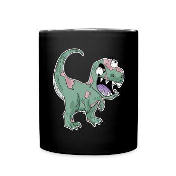 Dinosaurier Zombie Gruselig - Tasse einfarbig - Schwarz - Vorne
