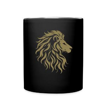 Majestätische Löwenkopf-Silhouette - Tasse einfarbig - Schwarz - Vorne
