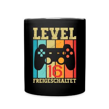 16 Level Freigeschaltet Kinder Geburtstag 16 Jahre - Tasse einfarbig - Schwarz - Vorne