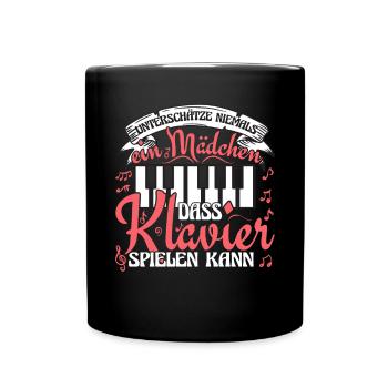 Klavier Mädchen Pianistin Klavierspielerin - Tasse einfarbig - Schwarz - Vorne