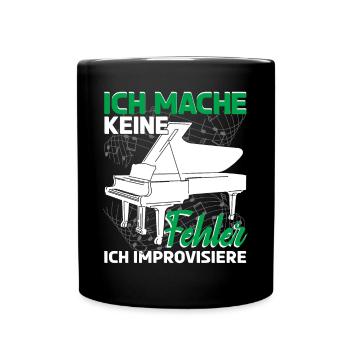 Klavier Pianist Ich mache keine Fehler - Tasse einfarbig - Schwarz - Vorne