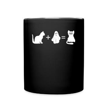 Chat drôle d’Halloween + fantôme = fantôme de chat drôle - Mug uni - noir - Devant