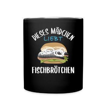 Mädchen & Fischbrötchen - Eine Liebesgeschichte - Tasse einfarbig - Schwarz - Vorne