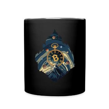 Bitcoin Uhr - Tasse einfarbig - Schwarz - Vorne