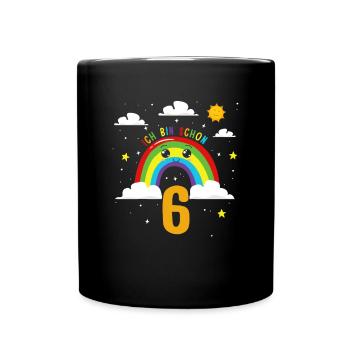Anniversaire arc-en-ciel 6 ans J’ai 6 ans - Mug uni - noir - Devant