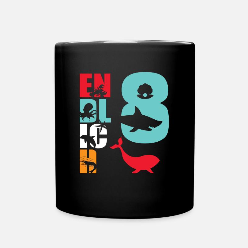 Endlich 8 Hai - Tasse einfarbig - Schwarz