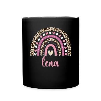 Lena Regenbogen Name Geburtstag Lena - Tasse einfarbig - Schwarz - Vorne