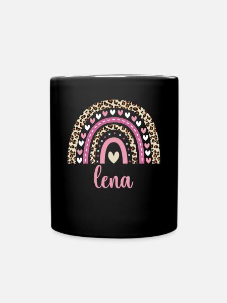 Lena Regenbogen Name Geburtstag Lena - Tasse einfarbig - Schwarz