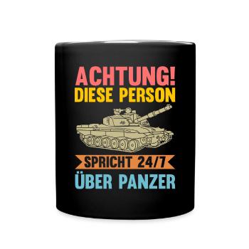 Panzerfahrer Soldat Panzer - Tasse einfarbig - Schwarz - Vorne