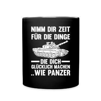 Panzerfahrer Soldat Panzer - Tasse einfarbig - Schwarz - Vorne