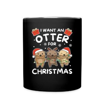 Ich will ein Otter zu Weihnachten süße Otters - Tasse einfarbig - Schwarz - Vorne
