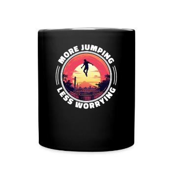Lustige Sprüche Fitness Workout Trampolin-Sport - Tasse einfarbig - Schwarz - Vorne