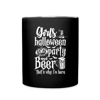 Girls Halloween Party & Beer - Funny Halloween - Full Colour Mug - black - Front